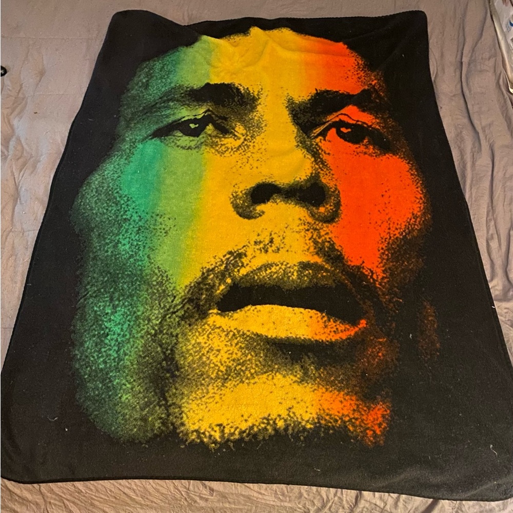 Bob Marley fleece Throw Blanket 45x60 by backstagepass Inc
